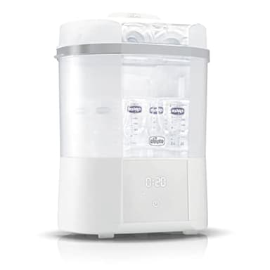 Chicco Esterilizador Eléctrico All in One, Esterilizador de Biberones, Sacaleches y Chupete, 3 Configuraciones, Función Secado, Esteriliza a Vapor Hasta 6 Biberones de 330 ml