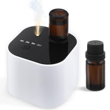 Difusor de aceites esenciales sin agua, mini difusor de aromaterapia inalámbrico con batería, difusor circular de fragancia, adecuado para el hogar, hogar y oficina