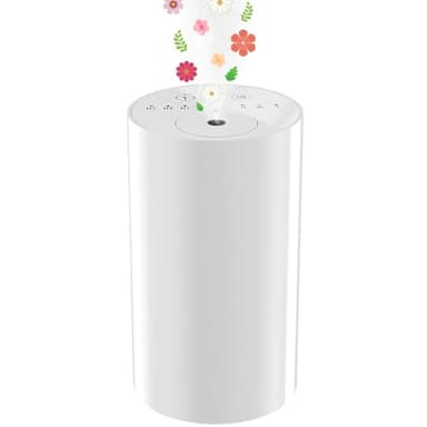 Difusor de aceites esenciales sin agua, mini difusor atomizador para el hogar y el coche, batería USB, modo continuo de 1/2/3H, 3 niveles de niebla (blanco)