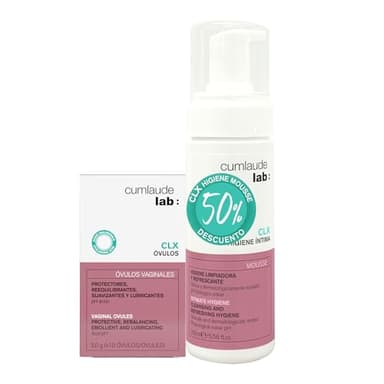 Cumlaude Lab - Pack Óvulos Vaginales Hidratantes y Calmantes CLX y Mousse para la Higiene Intima con Acción Protectora y Refrescante CLX 165 ml, Dermatológicamente Testados