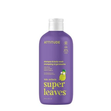ATTITUDE 2 en 1 Champú y Gel de Ducha para Niños, Ingredientes Vegetales y Minerales, Productos de Belleza y Cuidado Personal Veganos, Vainilla y Pera, 473 mL
