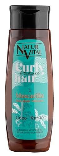 NaturVital Mascarilla Curly para cabello Rizado, Ondulado o Texturizado, con Coco y Karité Sin Silicona ni Parabenos - 280ml