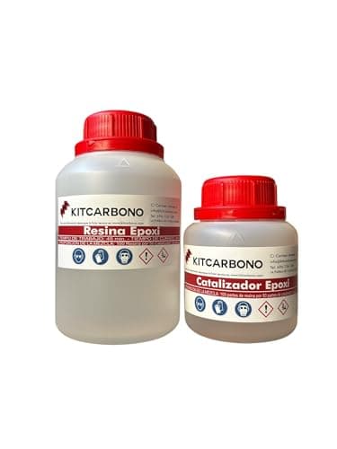 Kitcarbono Resina Epoxi Profesional Transparente 500gr para Joyería, manualidades, mesas de madera, fibra de carbono.