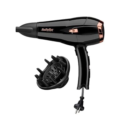 Secador de Pelo BaByliss Retráctil – Secador potente de 2000 W, Cable retráctil para mayor comodidad, Tecnología iónica antiencrespamiento, 3 ajustes de temperatura y 2 velocidades, Negro, D373E