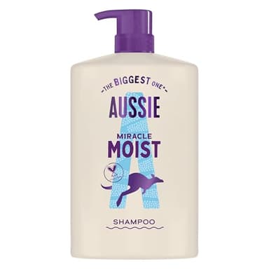 Aussie Miracle Moist Champú 1000ml, fórmula Hidratante para Revivir y Restaurar el Pelo Quebradizo y Seco, enriquecido con Aceite de Nuez de Macadamia Australiano y CrueltyFree