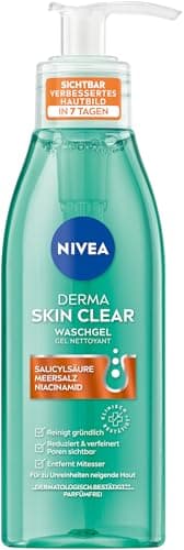 NIVEA Derma Skin Clear - Gel limpiador para una piel visiblemente mejorada, limpieza facial eficaz para pieles con impurezas con ácido salicílico y niacinamida (150 ml)