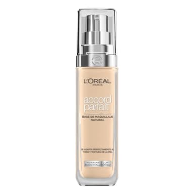 L’Oréal Paris Accord Parfait, Base de Maquillaje Fluida con Ácido Hialurónico y Tecnología Skin Matching para una Hidratación Visible y Acabado Natural, 2.N, 30 ml