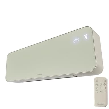 Cecotec Calefactor Cerámico de Pared con Mando ReadyWarm 3000 Textile. 2000W, 3 Modos, Calor Uniforme, Oscilación, LED, Temporizador, Seguridad, Diseño Tela Moderno, Cobertura 20m2