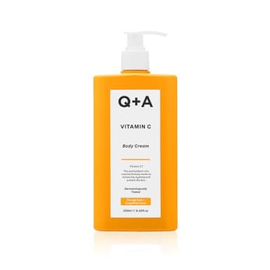 Q+A Vitamina C Crema Corporal, hidrata y mejora la piel. Ilumina, iguala el tono y aumenta el colágeno. 250 ml.