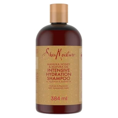 SheaMoisture Champú Hidratación Intensiva, Cabello Rizado, Encrespado y Dañado, Pelo Suave y Nutrido, Hidratación Intensa, Miel de Manuka, Aceite de Mafura y Manteca de Karité, 384 ml