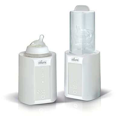 Chicco Calienta Biberones Y Esterilizador, Calentador de Alimentos y Biberones para Bebés con 27 Programas, Calienta a la Temperatura Óptima, con Temporizador y Descongelación, Apto Potitos - Blanco