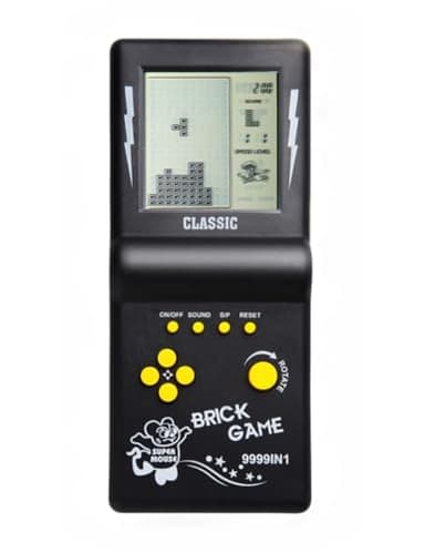 Consola de Juegos de Ladrillos de Pantalla Grande de 3,5 Pulgadas, Juego de Bloques de construcción, Juego de Carreras / Tanques, 23 Juegos clásicos Integrados, Rompecabezas nostálgico (Negro)