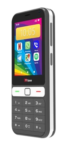 TTfone TT280 – Teléfono Tipo Barra 4G Dual SIM con Android, Pantalla táctil de 2,8", Teclado, cámara de 2 MP, USB-C – Móvil Libre fácil de Usar