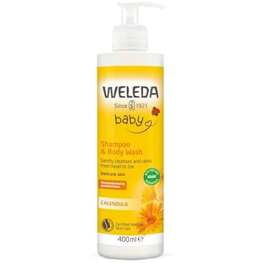 Weleda - Champú y Gel de Ducha Caléndula BIO 2 en 1 para Bebés y Pieles Sensibles, con Aceite de Almendra y Sésamo, Natural, Vegano y Suave con los Ojos - 400 ml