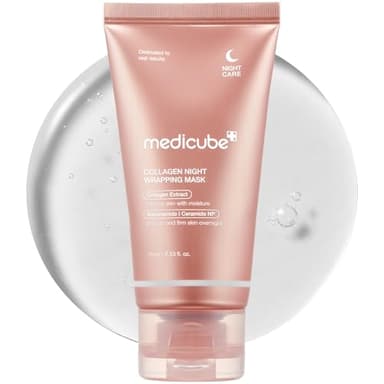 Medicube Crema de envoltura nocturna de colágeno para elasticidad e hidratación - máscara de sueño de tratamiento facial para la noche con película de envoltura de colágeno para renovar la piel y