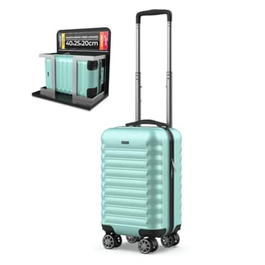 NUMADA- Maleta de Viaje Cabina 40x25x20cm (20L) Upfly Underseat 16 XXS con Ruedas Desmontables. Maleta Cabina ABS Ideal como Equipaje de Mano para Ryanair, Vueling o Easyjet | Verde