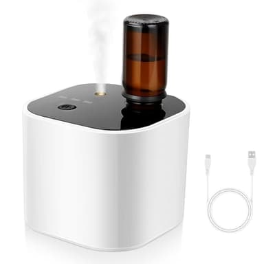 Difusor de aceites esenciales inalámbrico sin agua – Difusor de aromaterapia con 10 ml de aceite de té blanco y 3 modos de pulverización, aire frío ultrasónico silencioso, batería de 2000 mAh y USB-C