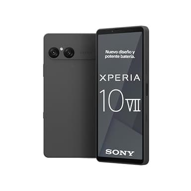 Sony Xperia 10 VII: OLED de 6,1" y 19,5:9 con 120 Hz, batería de 5000 mAh, Objetivo Ultra Gran Angular de 16 mm, Audio de 3,5 mm, Android 15, IP65/68, Doble SIM híbrida, Negro Carbón