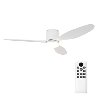 Parrot Uncle Ventilador de Techo ABS con Luz LED 24W, Mando a Distancia, 6 Velocidades, Ultra silencioso, 3 Aspas 106 cm de Diámetro, Función Verano-Invierno, Temporizador, Blanco