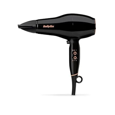 BaByliss Secador de Pelo Pro Power – Secador profesional de 2300 W, Motor AC de salón, Tecnología iónica antiencrespamiento, 3 ajustes de temperatura y 2 velocidades, Negro, D5245E