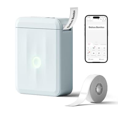 NIIMBOT D110 Etiquetadora con Etiquetas, Impresora de Etiquetas autoadhesiva portátil, Mini Impresora Bluetooth para el hogar, la Oficina y la Escuela