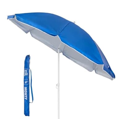 Sombrilla de Playa de 8 Varillas con protección Solar UPF+50 de Acero y Nylon Azul, de Ø 180 cm