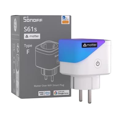 SONOFF S61s Tomada Inteligente WiFi 16A/3840W – Control Remoto & Voz, Medidor de Consumo Eléctrico, Temporizador, Compatible Matter con Alexa, Google y Apple Home