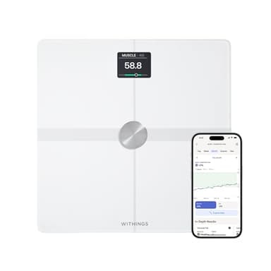 WITHINGS Body Smart - Báscula digital de grasa corporal con wifi, incluye masa muscular, proporción de agua, densidad ósea, color blanco