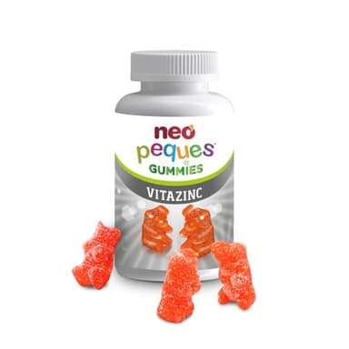 Neo Peques Gominolas Vitaminas Niños - Vitamina C y Zinc - Refuerzo Defensas y Crecimiento - Sabor Fresa - Multivitaminas con A, B6, B12, D3, Biotina y Ácido Fólico - 30 Gummies