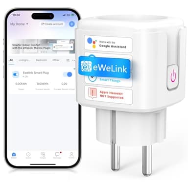 SURFOU Enchufe Inteligente WiFi 2.4GHz, Smart Plug 16A Compatible con Alexa y Google Home, Control por Voz y APP, Temporizador Programable, Ahorro Energético, Sin Hub Necesario