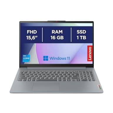 Lenovo IdeaPad Slim 3 Gen 8 - Portátil 15.6" FHD Intel Core i5-13420H, 16 GB RAM, 1 TB SSD, Wi-Fi 6, Win11 Home, Office de Prueba QWERTY Español, Gris - 3 Meses de Xbox Game Pass Incluido