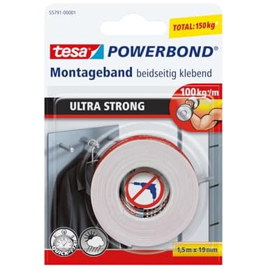 tesa Powerbond Ultra Fuerte: cinta de doble cara 1,5m x 19mm