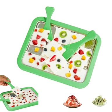 Eabdice Máquina de Helado Instantánea, Heladera Instantánea, Máquina para Hacer Rollos de Helado, Juego de Bricolaje de Rollos de Hielo con 2 Espátulas para Gelato Sorbete Yogur