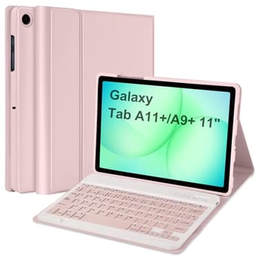 GAOJIE Funda con Teclado para Samsung Galaxy Tab A11 Plus 2025 & A9 Plus 2023 11 Pulgadas SM-X210/X216/X218, Español Ñ Bluetooth Teclado Magnético, Funda Protectora para Galaxy Tab A9+(Rosa)