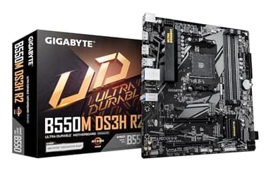 GIGABYTE B550M DS3H R2 Placa Base - Procesadores AMD Ryzen 5000, VRM de 5+3 Fases, hasta 4733 MHz DDR4 (O.C.), 1x M.2 PCIe 4.0 + 1x M.2 PCIe 3.0, LAN 1 GbE, USB 3.2 Gen 1