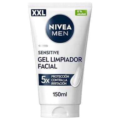 NIVEA MEN Hydrocare Sensitive XXL - Gel Limpiador Facial para Hombre - Limpieza Facial Suave - Vitamina E, Camomila y Provitamina B5-5x Protección Anti Irritación - Piel Sensible - 150 ml