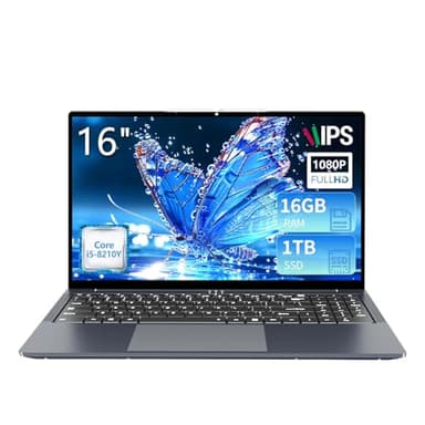 16" Ordenador Portátil Core i5 8210Y (hasta 3.6 GHz) Procesador 16GB RAM 1TB SSD Win 11 Pantalla IPS Teclado Numérico Retroiluminado RJ45 USB3.0 HDMI BT 5.0 – PC Portátil para Multitarea y Movilidad