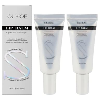Pack de 2 Balsamo Acido Hialuronico Labios,Mascarilla Labios, Labios Lip Mask Bálsamo Labial con ácido hialurónico para líneas de expresión y labios secos