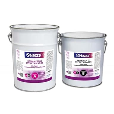 Resina Epoxi para Estratificados y Reparaciones Nazza (A+B) - Utilizable como Resina Epoxi para Madera, para Fibra de Vidrio O Carbono, por su Elevada Viscosidad, Adhesión y Resistencia Química - 8 Kg