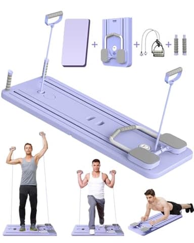 Giabuao Tabla de Pilates, Plegable, multifunción, con Rodillo de Abdominales con Soporte para Codo, máquina de Ejercicio Abdominal, Rebote automático y Cuerda de tensión para Gimnasio en casa