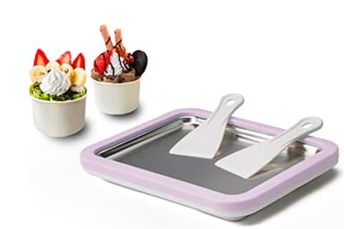 JoyMech Plancha para Hacer Helados, Plancha de Hacer Helados, Plancha para Hacer Ice Cream Rolls, Incluye 2 espátulas, Ideal para Preparar Helado Enrollado Casero y Yogur Helado (Violeta)