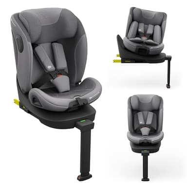Kinderkraft I-360 2 PRO Silla de coche, I-SIZE 40-150 cm, Isofix, Silla coche bebé, para niños, Ajustable, Sillade, RWF, FWF, Asiento de coche, 360º, Grupo 0+/1/2/3, 0-36 kg, Gris
