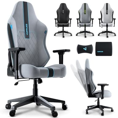 JUPPLIES Silla Gaming Premium Ergonómica – Sillas Gamer con Lino Transpirable, Reclinable 160°, Cojín Viscoelástico, Reposabrazos 4D, Base Hierro Reforzada – Cadeiras Gaming Soporta 150kg (Azul)