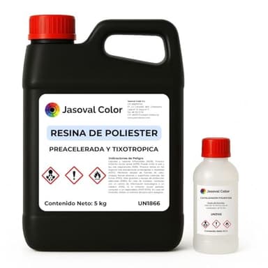 Resina de Poliéster 5 kg, Kit Resina Poliéster para Fibra de Vidrio con Catalizador, Reparación para Piscinas, Barcos, Carrocerías y Piezas de Fibra de Vidrio