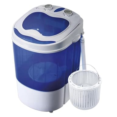 briebe Camp Mini Lavadora Portátil con Centrifugado, Camping, Capacidad Ropa 3Kg, Ideal Viajes, Caravanas Camper y Autocaravanas, Carga Superior, Bajo Consumo Agua y Energía, WM1111