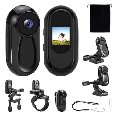 Feelhap Cámara de Acción 1080P,Portátil Cámara Deportiva con Visión Nocturna 120° cámara de Casco con Pantalla 0.85'',Mini cámara de Video Corporal Camara Casco Moto,Mini Vlog Camera Video Bodycam