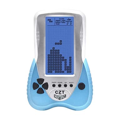 CZT versión Mejorada de Consola de Juegos de ladrillo de Pantalla Grande con retroiluminación Azul Ajustable Compatible con Auriculares enchufables 23 Juegos Regalo para niños Recargable(Azul)