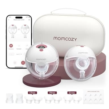 Momcozy M5 Smart sacaleches eléctrico portátil con control por app, extractor de leche materna manos libres inalámbrico, 3 modos y 9 niveles de succión, libre de BPA, ligero, embudo 24 mm
