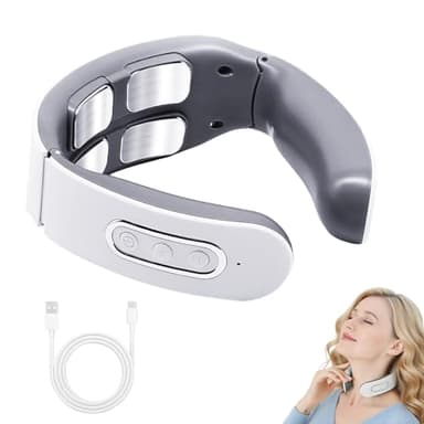 WYOSMALL Masajeador de Cuello, 6 modos y 9 intensidades, terapia de calor a 42 °C, impulsos eléctricos contra dolores y tensiones, portátil y recargable