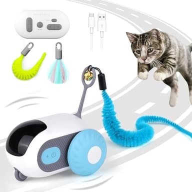 NEOVSUNY Juguetes para Gatos autónomos, Juguete Interactivo para Gatos autoempleo,Juguete Interactivo para Gatos con Mando a Distancia,Modo Inteligente de Control Remoto + Modo automático
